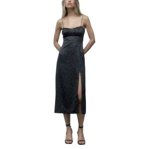 zara a line dress Zara Black Sleeveless V Neck Plunging Cut Out Waist A Line Maxi Dress – Brie main image 0